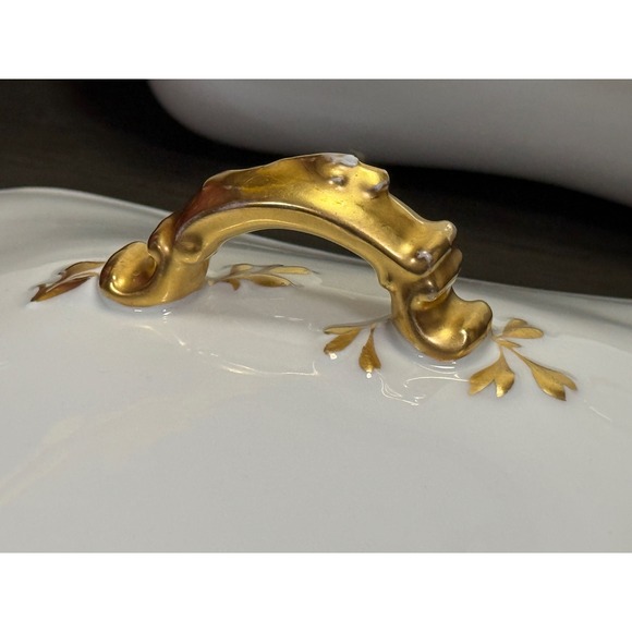 Antique Haviland & Co Limoges White Gold Gilt Porcelain Covered Vegetable Tureen - Picture 8 of 13